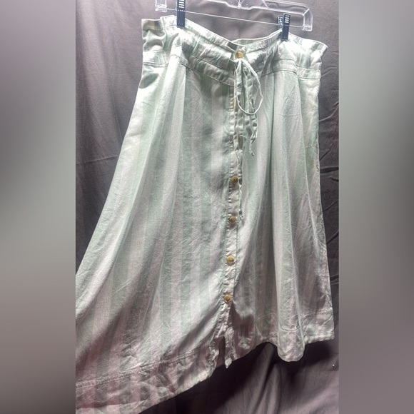 A New Day Linen Blend Mint Striped Boho Skirt XXL - Picture 3 of 8